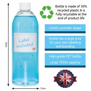 750ml Boston Round Bottles with Ribbed Lids