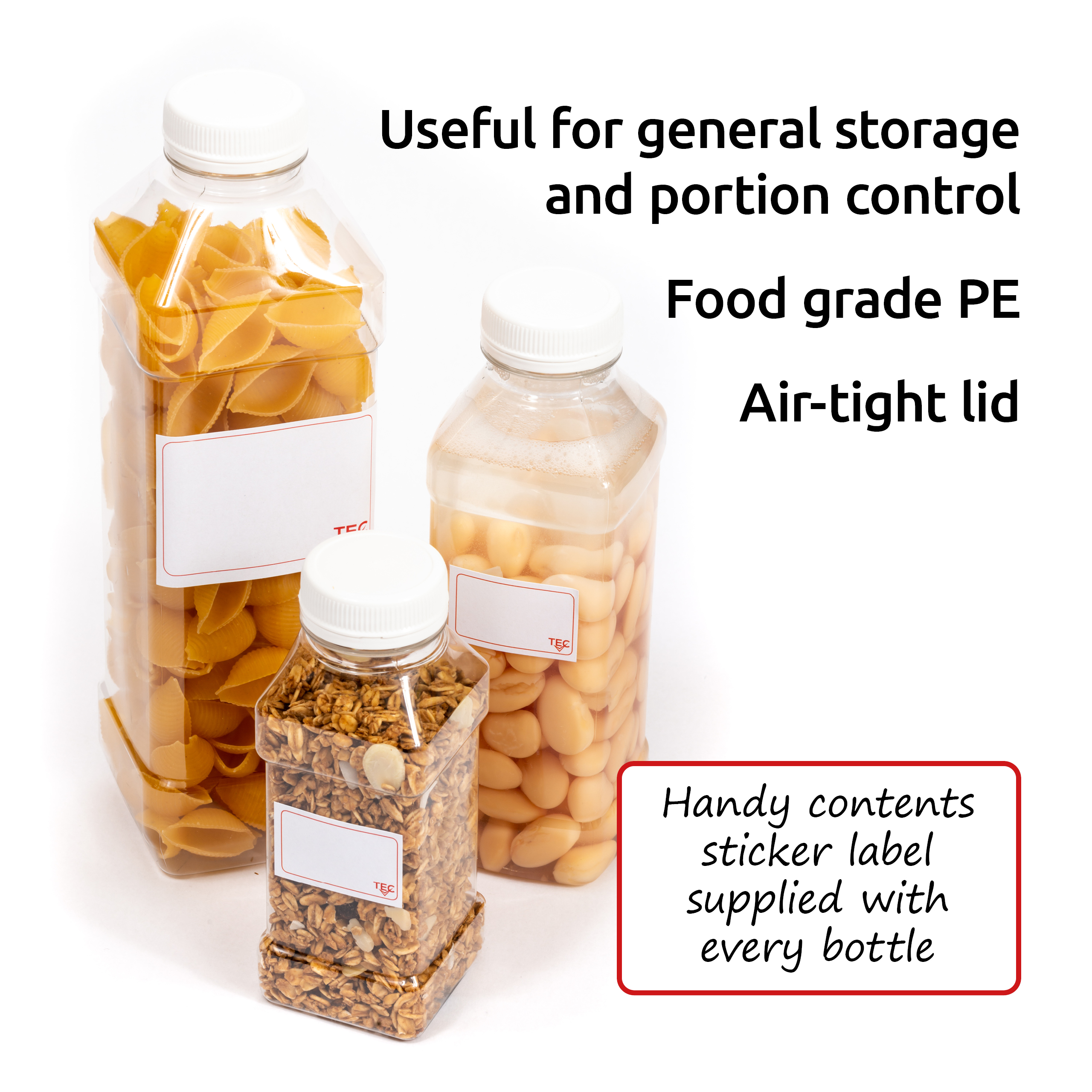 Juice Bottles 500ml Square with Lids PET Plastic - Image 2