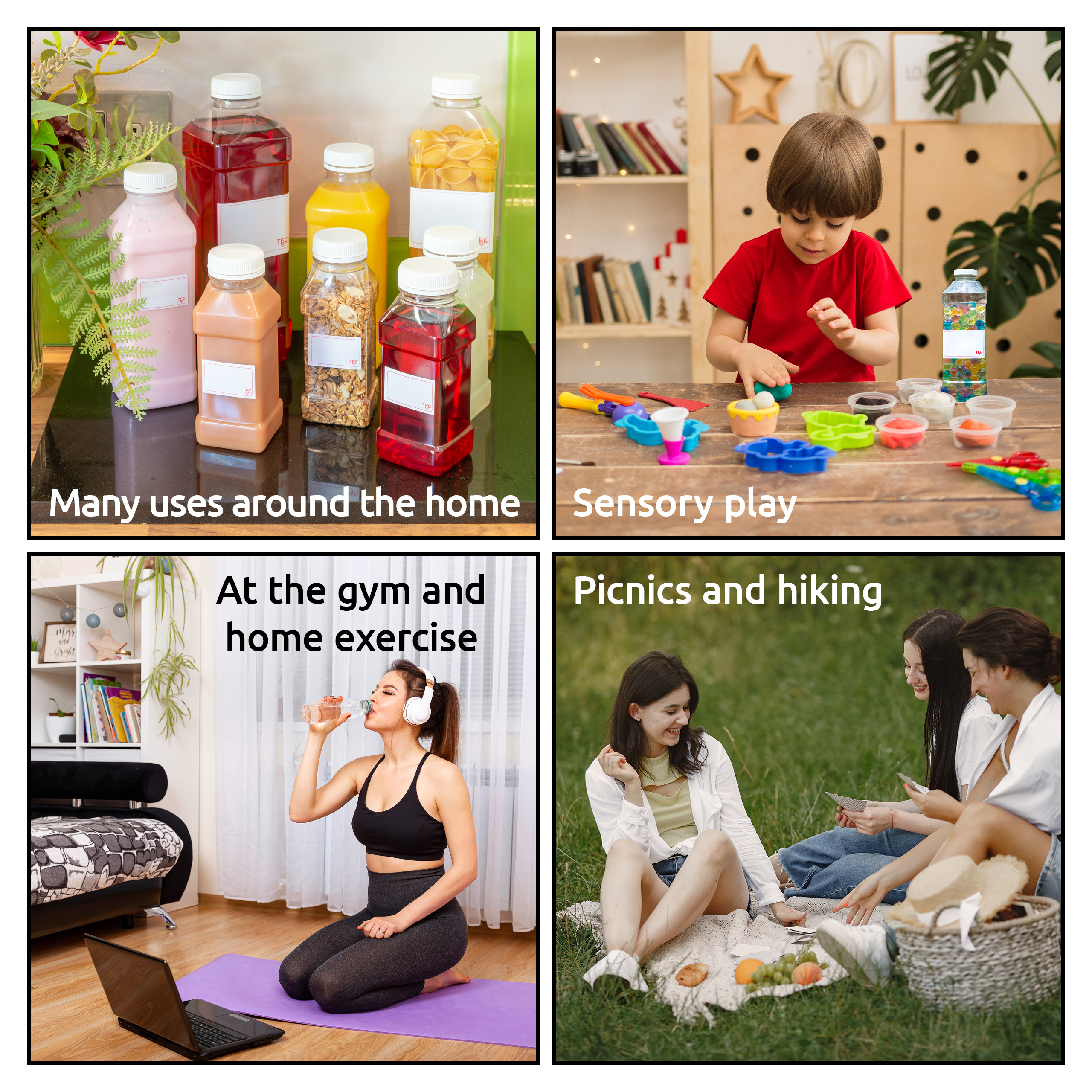 Juice Bottles 500ml Square with Lids PET Plastic - Image 8