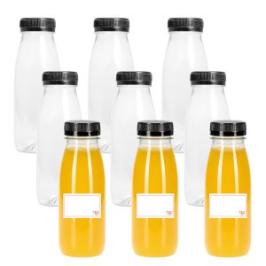 Juice Bottles 250ml with Lids Plastic Round