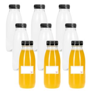 Juice Bottles 330ml Round Plastic with Lids