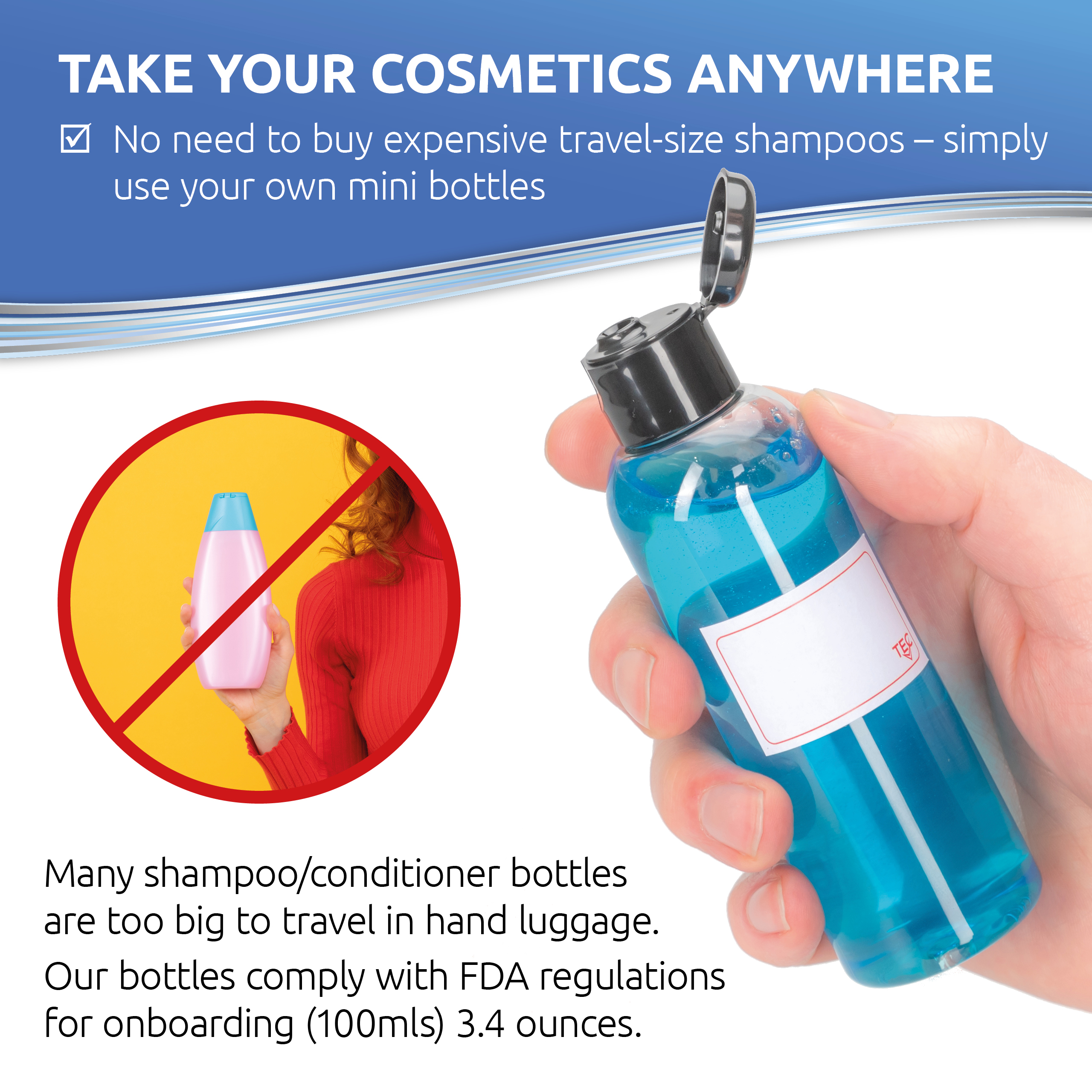 Travel Bottles 100ml Flip Tops
