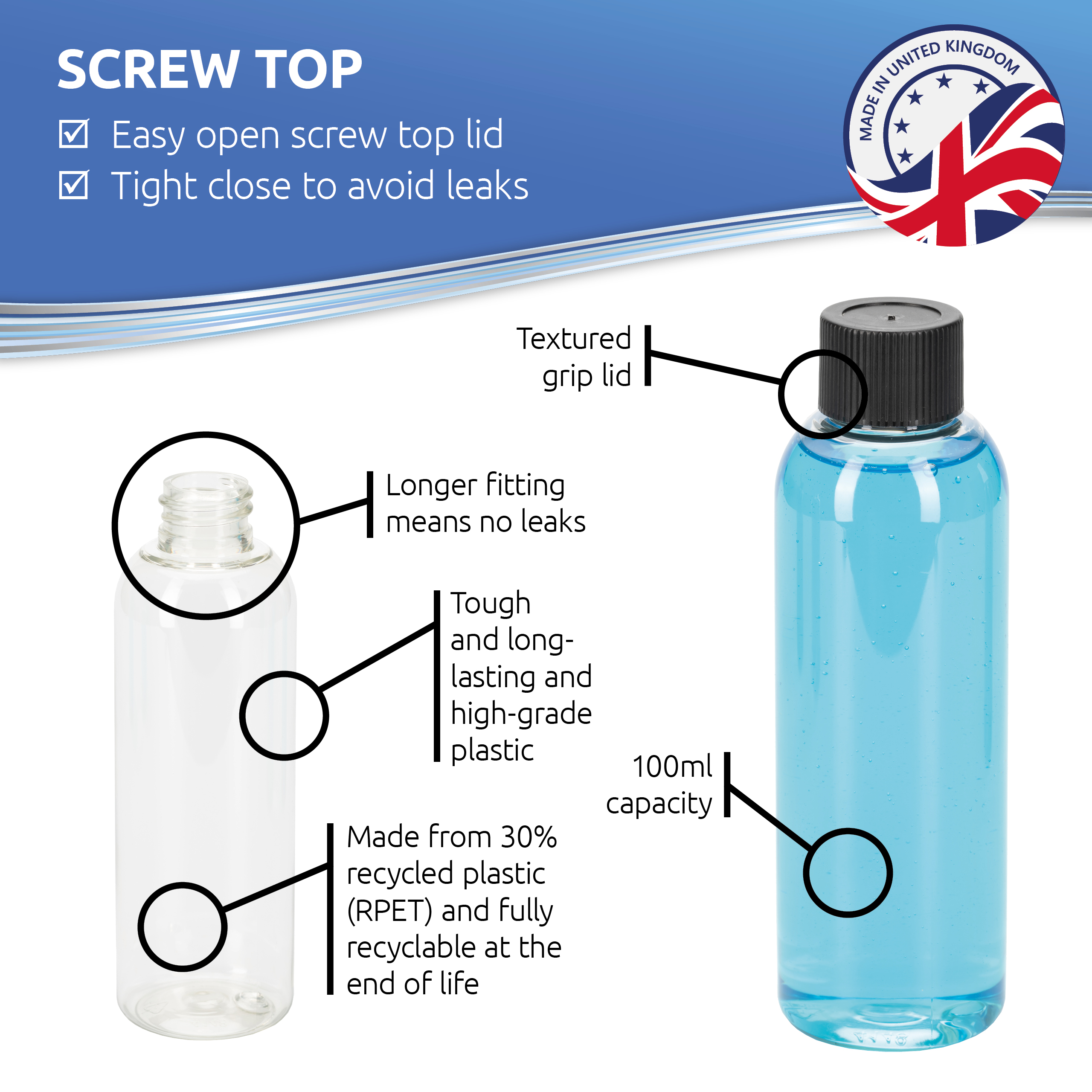 Travel bottles 100ml screw top
