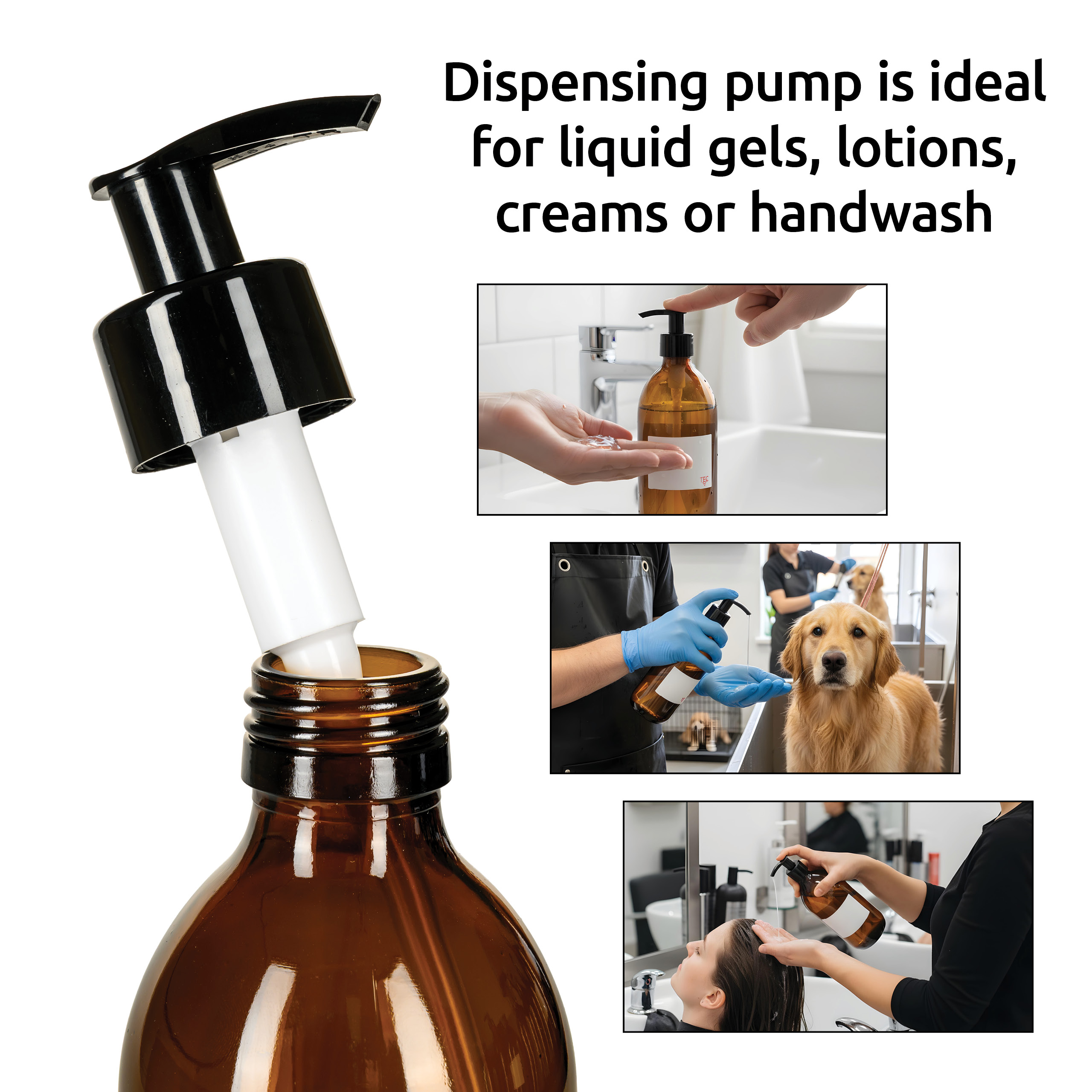 Amber Glass Bottles With Pump Dispenser 500ml 65% Recycled UK Made Small Soap Dispenser for Handwash Recyclable Refillable Labels Wrapped in Brown Sustainable Paper - Image 3